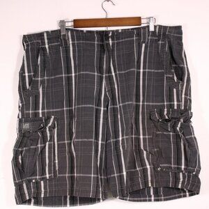Lee Dungaree Shorts Mens 42 Gray Plaid Cargo Pockets Cotton Blend Short -42x10.5